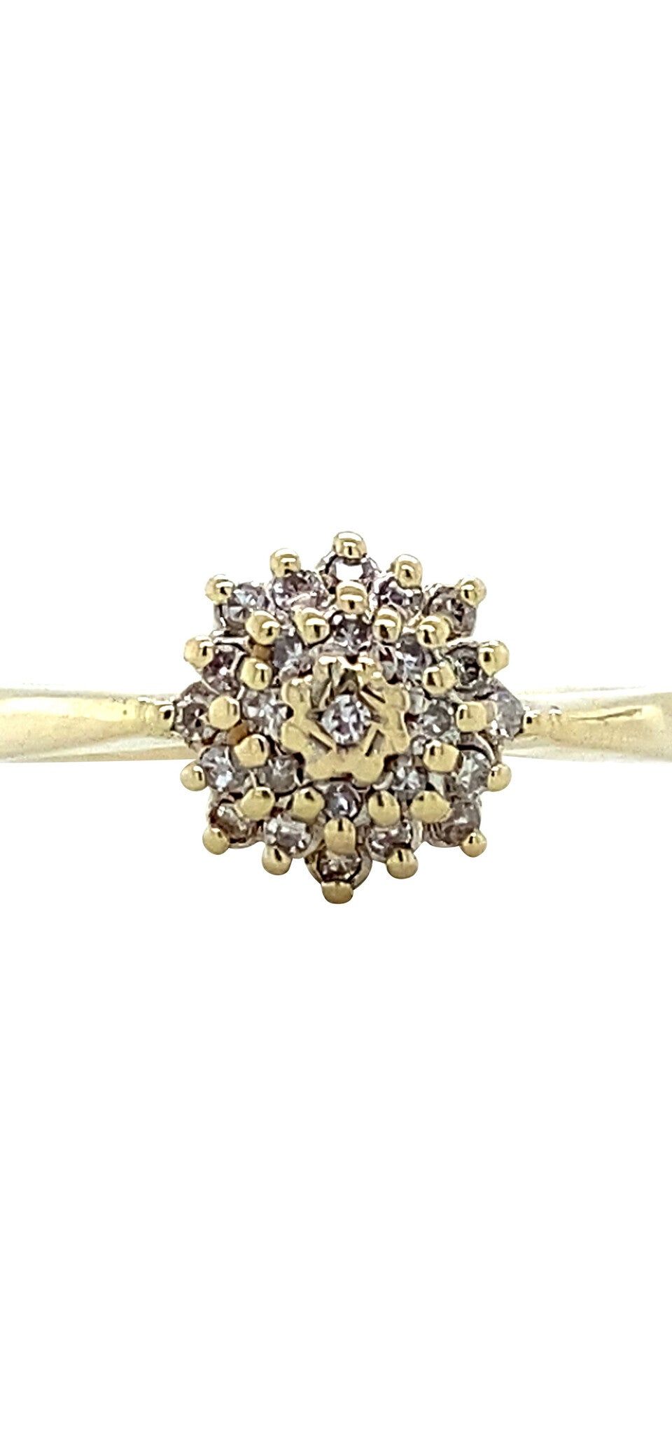 Vintage 14K Gold Cluster Ring with Diamond